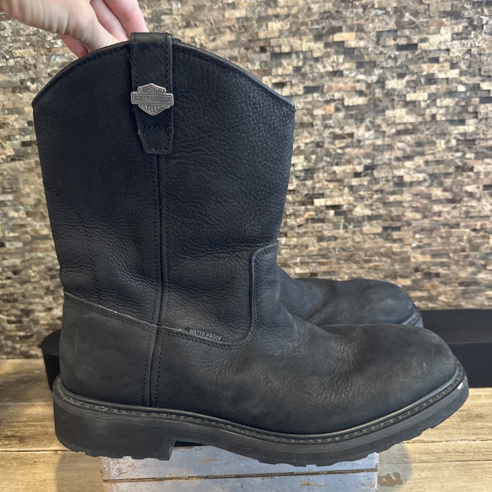 Harley Davidson Altman D93561 Men  Black Leather Waterproof Motorcycle Boot 13M